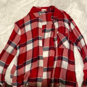 small red flannel from garage